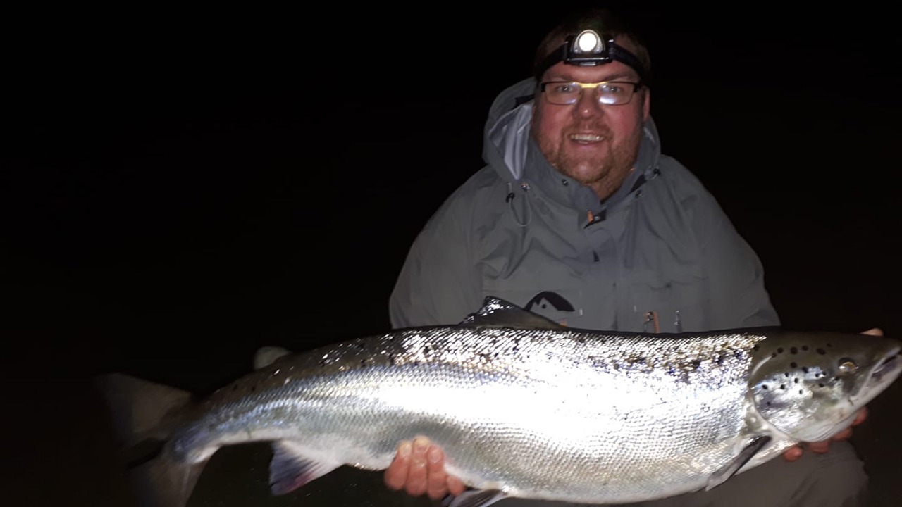 Simon Rømer blanklaks fra Mørreum 12,4 kg. 22, maj 2019